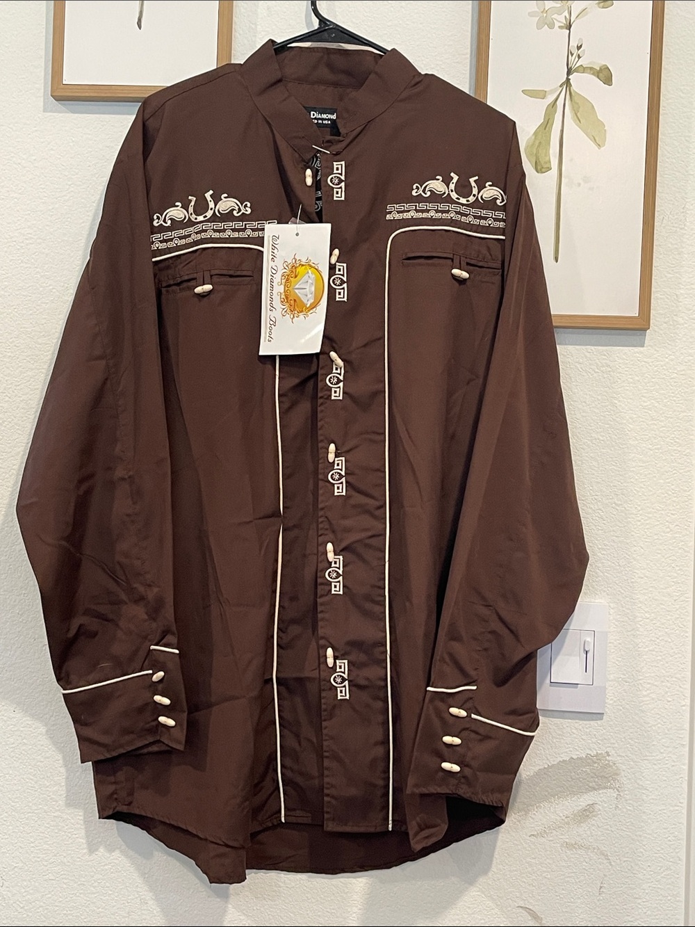 Diamond Supply Co. Brown Western-Style Embroidered Shirt Jacket